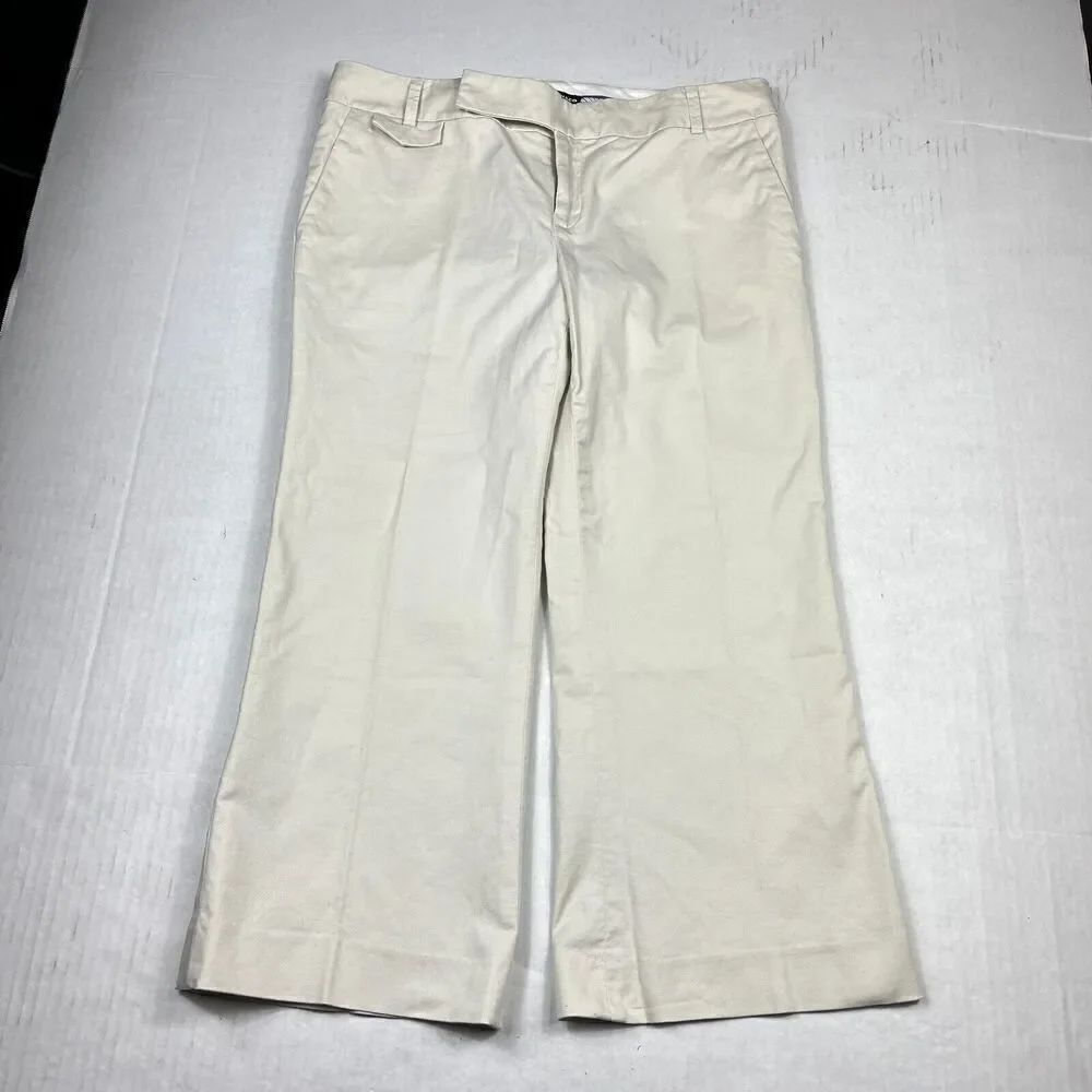 Club Monaco Womens Crop Chino Pants Beige Mid Rise Work Casual Trousers Size 6